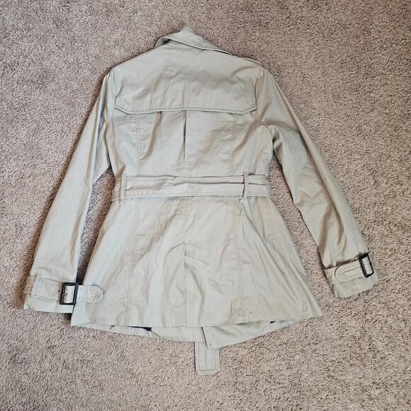 American Eagle Outfitters Trench Coat Womens Med Beige Double Breasted Belted - Picture 8 of 16